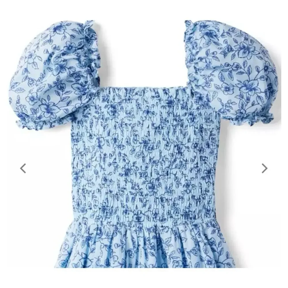 NWT❤️Janie and Jack The Grace Floral Smocked Puff Sleeve Dress sz12